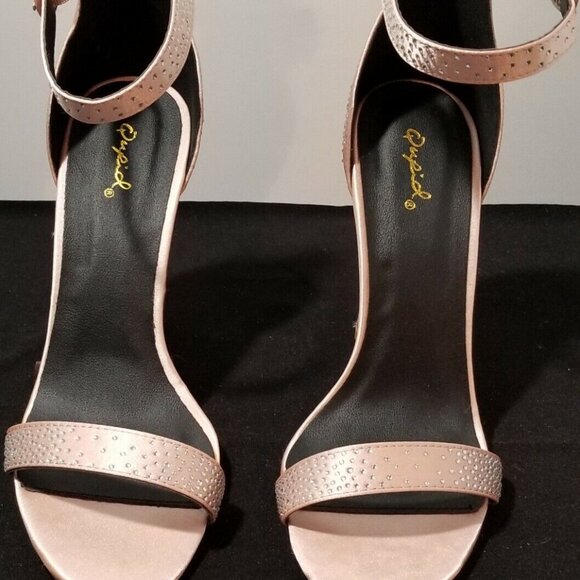 Qupid Women's Heels - Blush / Pink / Nude w/ Crystals - Size 8 - NEW - Picture 2 of 5